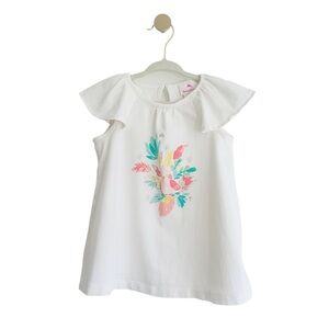 Tommy Bahama White Floral Tropical Bird Flutter Sleeve Top | Girls 24 Months